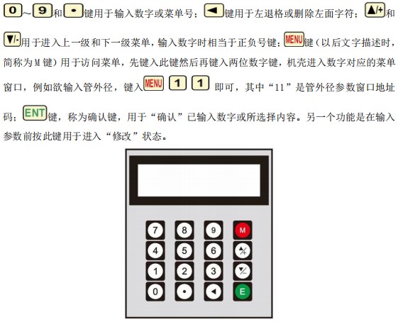 外貼式超聲波流量計(jì)按鍵面板說明圖